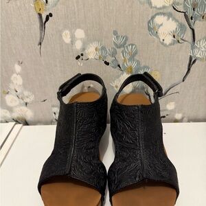 Very G Black Embossed Women's Sandals